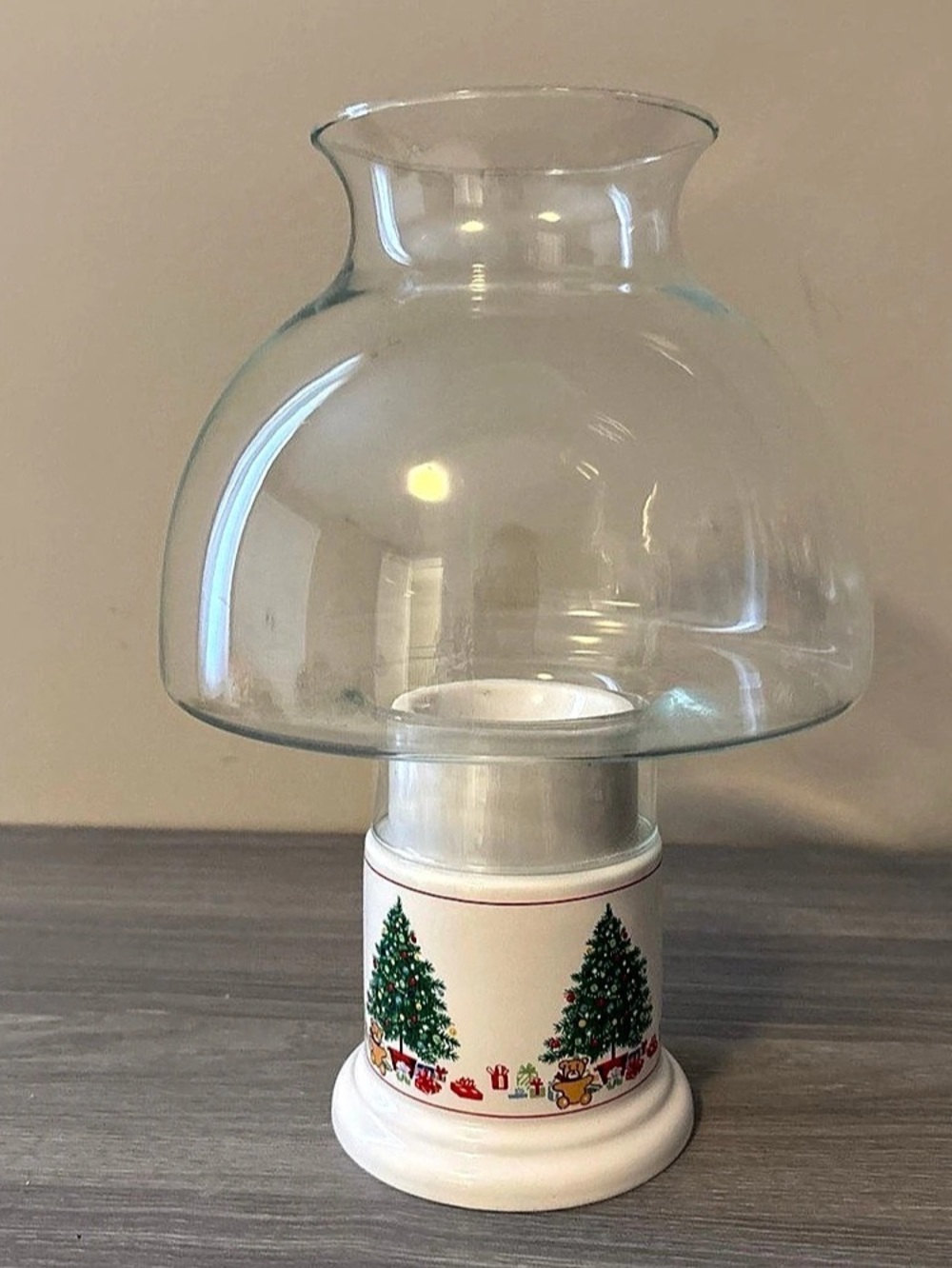 Vintage Hurricane Lamp Votive Tealight Candle Holder w/Glass Globe & Candle